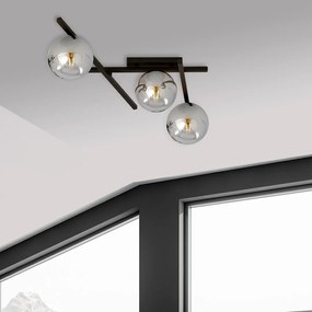 Lampadario da Soffitto in Acciaio e Vetro SMART 3 Nero 3xE14