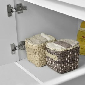 Composizione bagno sospesa 90 cm Duble bianco lucido con top e specchio