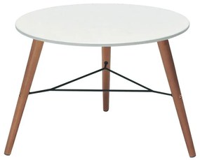 Tavolino da esterno Chamonix in eucalipto con piano in composito bianco per 2 persone Ø 60 cm