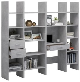 Libreria 4 pz Grigio Cemento in Truciolato