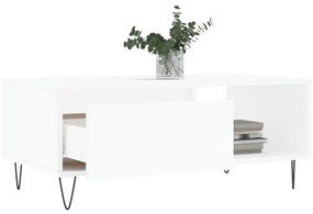 Tavolino da salotto bianco 90x50x36,5 cm in legno multistrato