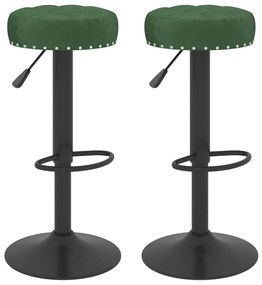 Sgabelli Da Bar 2 Pz Verde Scuro İn Velluto /