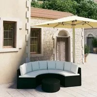 Set Divani da Giardino 5 pz con Cuscini in Polyrattan Nero 3064908