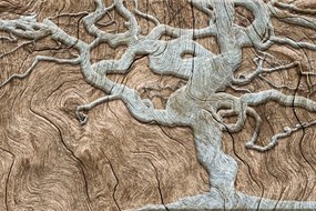 Carta da parati – Albero Astratto su Legno in Beige