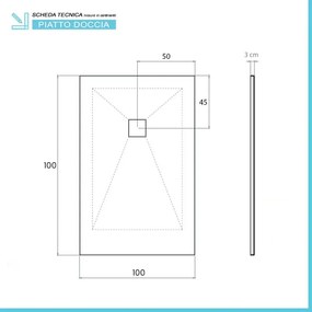 Piatto doccia 100x100 in marmoresina cemento con griglia in acciaio inox Harmony