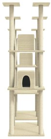 Albero per gatti con tiragraffi in sisal crema 174 cm