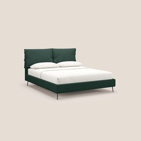 Artemisia letto imbottito con piedini alti sfoderabile in tessuto smacchiabile T17 verde