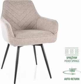 Sedia Servio Velvet grigia con auto-return – 55x45x88 cm