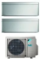 Climatizzatore Condizionatore Daikin Bluevolution Dual Split Inverter serie STYLISH TOTAL SILVER 12+18 con 2MXM50A R-32 Wi-Fi Integrato 12000+18000 Colore Grigio Garanzia Italiana