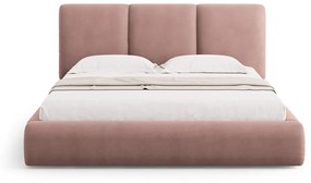 Letto matrimoniale imbottito rosa chiaro con contenitore con griglia 200x200 cm Brody - Mazzini Beds