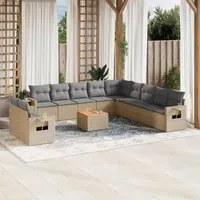 Set Divano da Giardino 12 pz con Cuscini Beige Misto Polyrattan 3256976