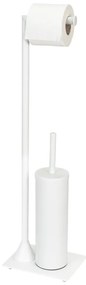 Porta carta igienica in acciaio bianco con spazzola Hella - Wenko
