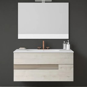 Mobile bagno con lavabo L 100 cm betulla e tortora 2 cassetti per vasca centrale Vision