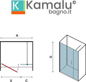 Porta doccia 101-104 cm telaio nero opaco vetro serigrafato | KAM-P5000 - KAMALU