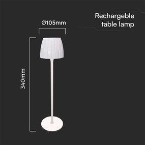 Lampada LED da Tavolo 2,7W Ricaricabile USB-C Touch Bianco