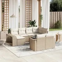 Set Divani da Giardino 11 pz con Cuscini Beige in Polyrattan 3228908