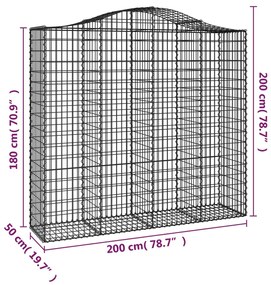 Cesti Gabbioni ad Arco 18 pz 200x50x180/200 cm Ferro Zincato