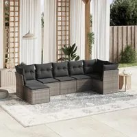 Set Divani da Giardino 7 pz con Cuscini Grigio in Polyrattan 3263196