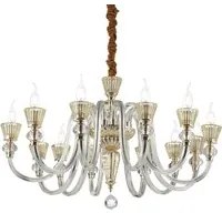 Lampadario Classico Strauss Vetro Oro 12 Luci E14