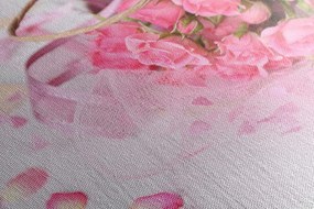 Stampa su tela – Bouquet di rose rosa romantiche