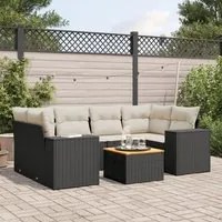 Set Divani da Giardino con Cuscini 7pz Nero Polyrattan 3225342