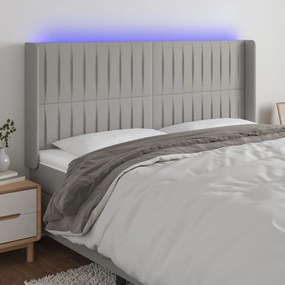 Testiera A Led Grigio Chiaro 183x16x118/128 Cm İn Tessuto /