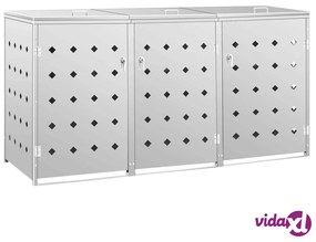vidaXL Copribidone per Spazzatura Triplo 240 L in Acciaio Inox