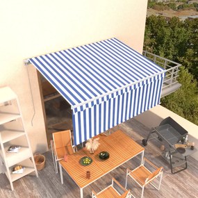Tenda Sole Retrattile Manuale Con Parasole 3x2,5m Blu E Bianco /