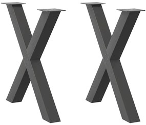Gambe Tavolo Pranzo A X 2 Pz Antracite 80x(72-73) Cm Acciaio /