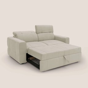 Kronos Divano con pouf estraibile poggiapiedi e poggiatesta reclinabili in morbida microfibra impermeabile T11 panna