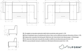 Divano letto angolare turchese (angolo sinistro/"U") Dazzling Daisy - Miuform