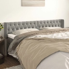 Testiera Ad Orecchio Grigio Chiaro 183x16x78/88 Cm İn Velluto /