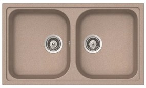 Lavello integrato 2 vasche DELINIA Elba quarzo L 50 x L 86 cm sabbia