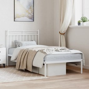 Giroletto Con Testiera Metallo Bianco 90x190 Cm /