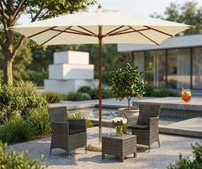 Ombrellone da Giardino 3x3 m Palo Ø48 mm Quadrato Struttura in Legno Vorghini Ecrù...