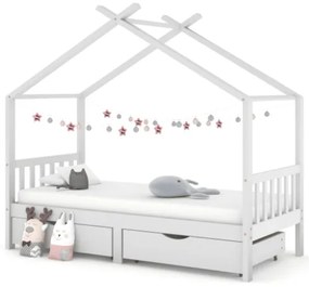 Giroletto Bambini Bianco con Cassetti Massello di Pino 90x200cm