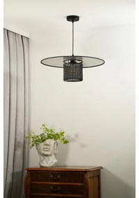 Duolla - Lampadario a sospensione con filo TOKYO RATTAN 1xE27/15W/230V diametro 50 cm nero/argento