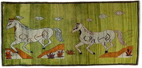 Gabbeh Tappeto persiano 100 x 200 Verde (Iran) Annodato A Mano