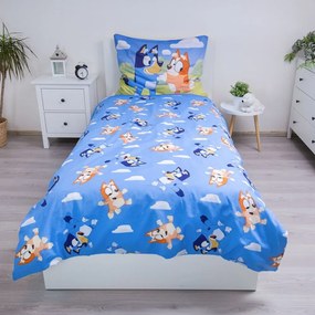 Set copripiumino e federa da bambini in cotone per letto singolo 140x200 cm Bluey – Jerry Fabrics