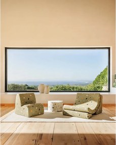 Pouf per bambini bianco con rivestimento in bouclé e ciniglia Terrazzo – Wigiwama