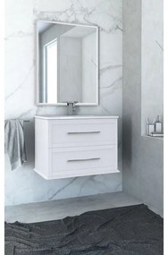 Mobile da bagno sotto lavabo BADEN HAUS Tiffany bianco laccato opaco L 74 x H 55 x P 46 cm 2 cassetti, lavabo non incluso