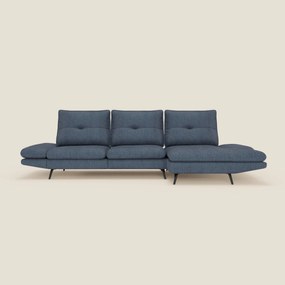 Ardex Divano con penisola - schienali traslanti e braccioli regolabili in elegante tessuto impermeabile T06 blu