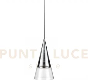Cono sospensione 1 luce attacco gu10 lampadina inclusa 15cm cromo