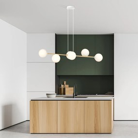 Lampadario a sospensione GRAVITY 6 Nero/Bianco e Oro 6xE14