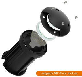 Faretto Carrabile Monodirezione MR16 IP67 Acciaio INOX 12/24V Nero Colore Nero