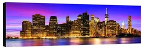 Stampa su tela Skyline New York luci tramonto, multicolore 180 x 64 cm