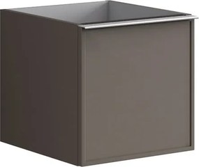 Cassettiera Pixel con 1 cassetto frontale Frame laccato opaco grigio carbone e maniglia alluminio brillante L.40 H.40 P.45,5 cm.