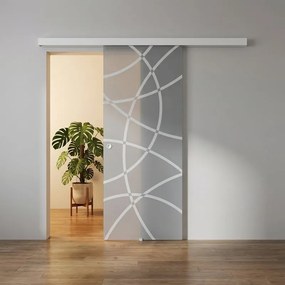 Porta scorrevole reversibile Circle in vetro bianco, L 96 x H 215 cm, con binario Meli