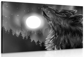 Stampa su tela – Luna dei lupi in bianco e nero