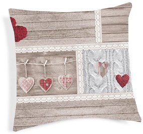 Federa cuscino Shabby love rosso 40x40 cm Made in Italy